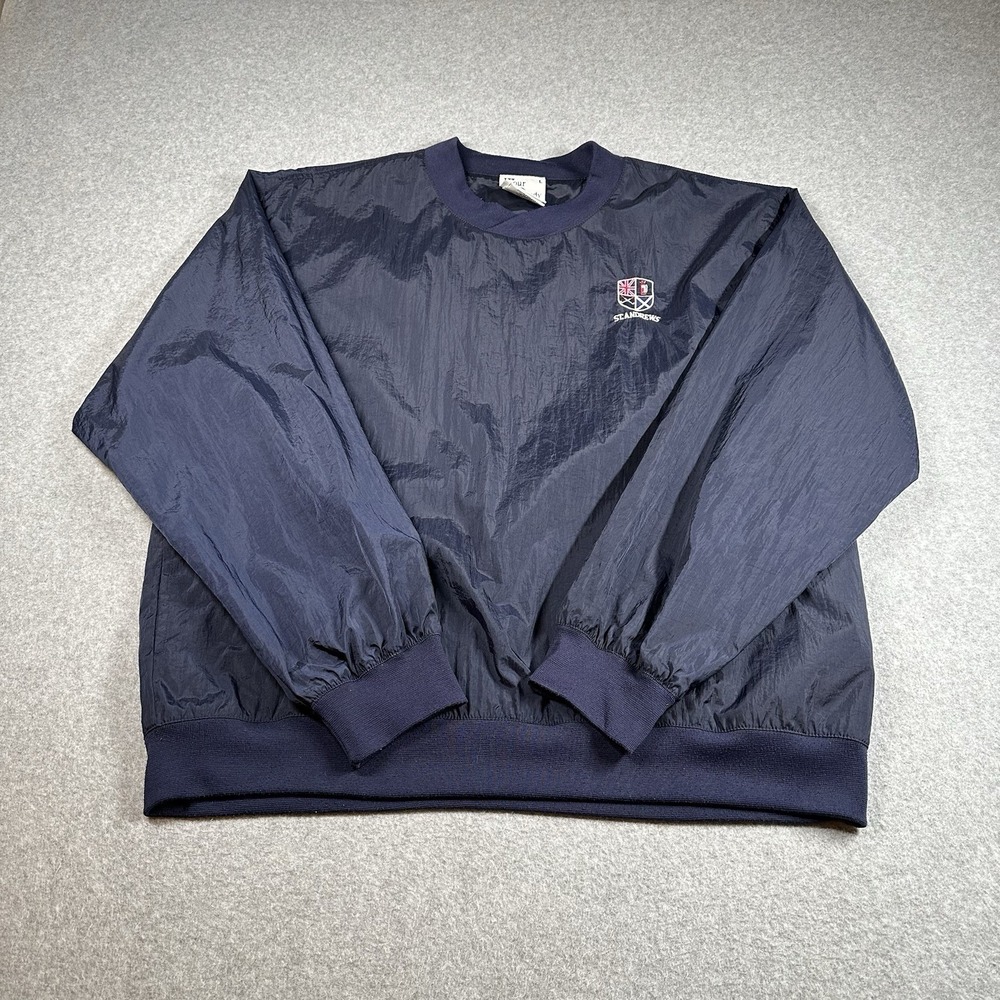 Vintage Tour Ready St Andrews Golf Nylon Navy Pullover Windbreaker Mens L Y2K